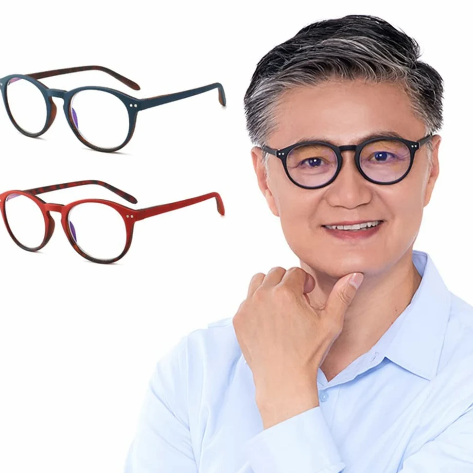 Okulary Do Czytania Blokujące Niebieskie Światło Ze Sprężynowym Zawiasem Dla Kobiet I Mężczyzn, Zabytkowe Okrągłe Okulary Do Czytania, Okulary Przeciwzmęczeniowe/Przeciwzmęczeniowe/Black/2.5