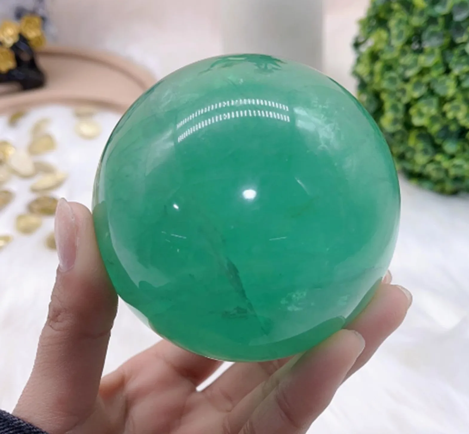 Naturalna Zielona Kula Fluorytu Ozdoby Z Kryształowych Kul Kwarcowa Kamienna Kula Ze Stojakiem Do Uzdrawiania/Wróżenia/Równowagi Czakr/Jogi/Domu/Biura Dekoracja FengShui,45-50mm