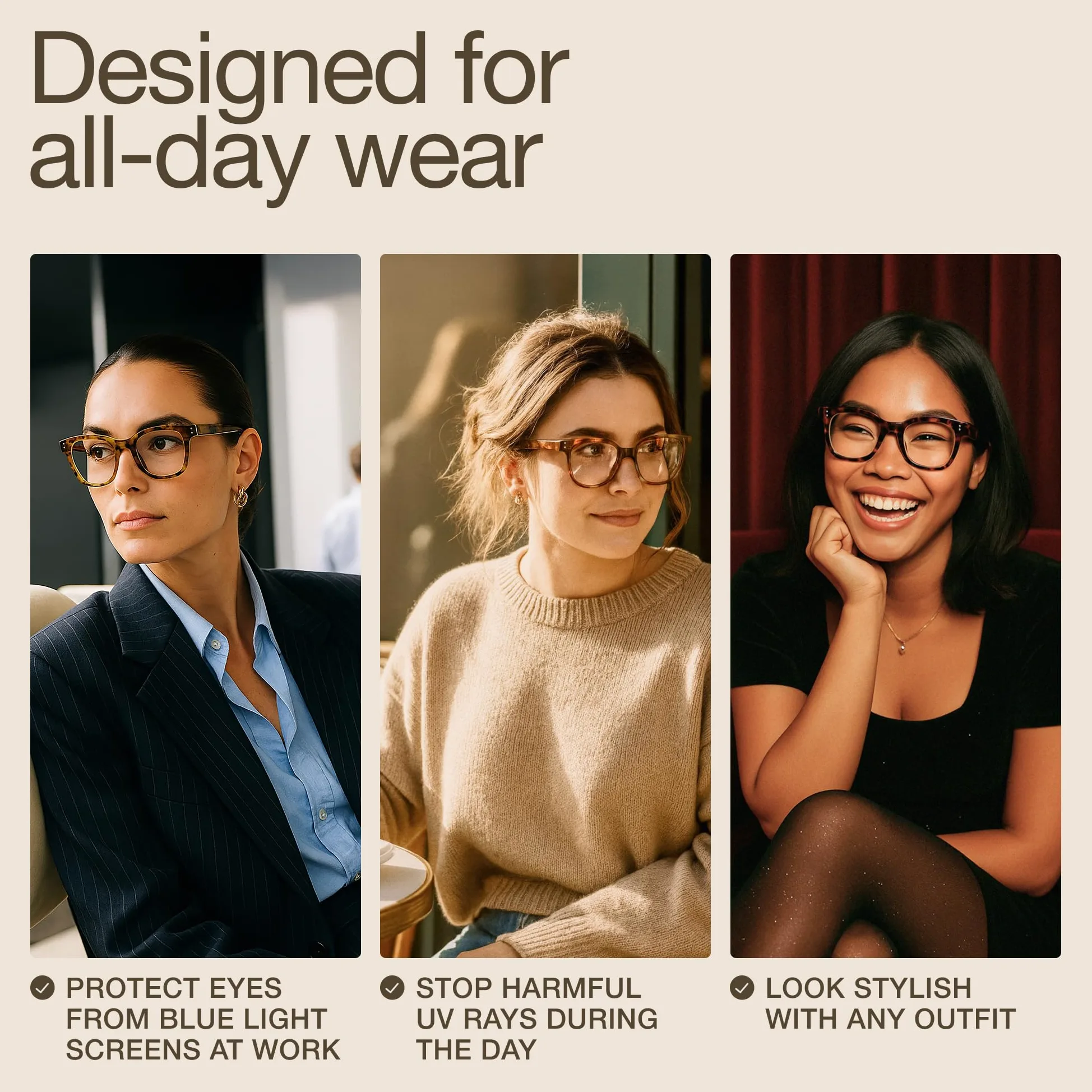 miyya Oversized Blue Light Glasses For Woman, Fashion, Screen Computer Screen, Okulary bez recepty dla kobiet
