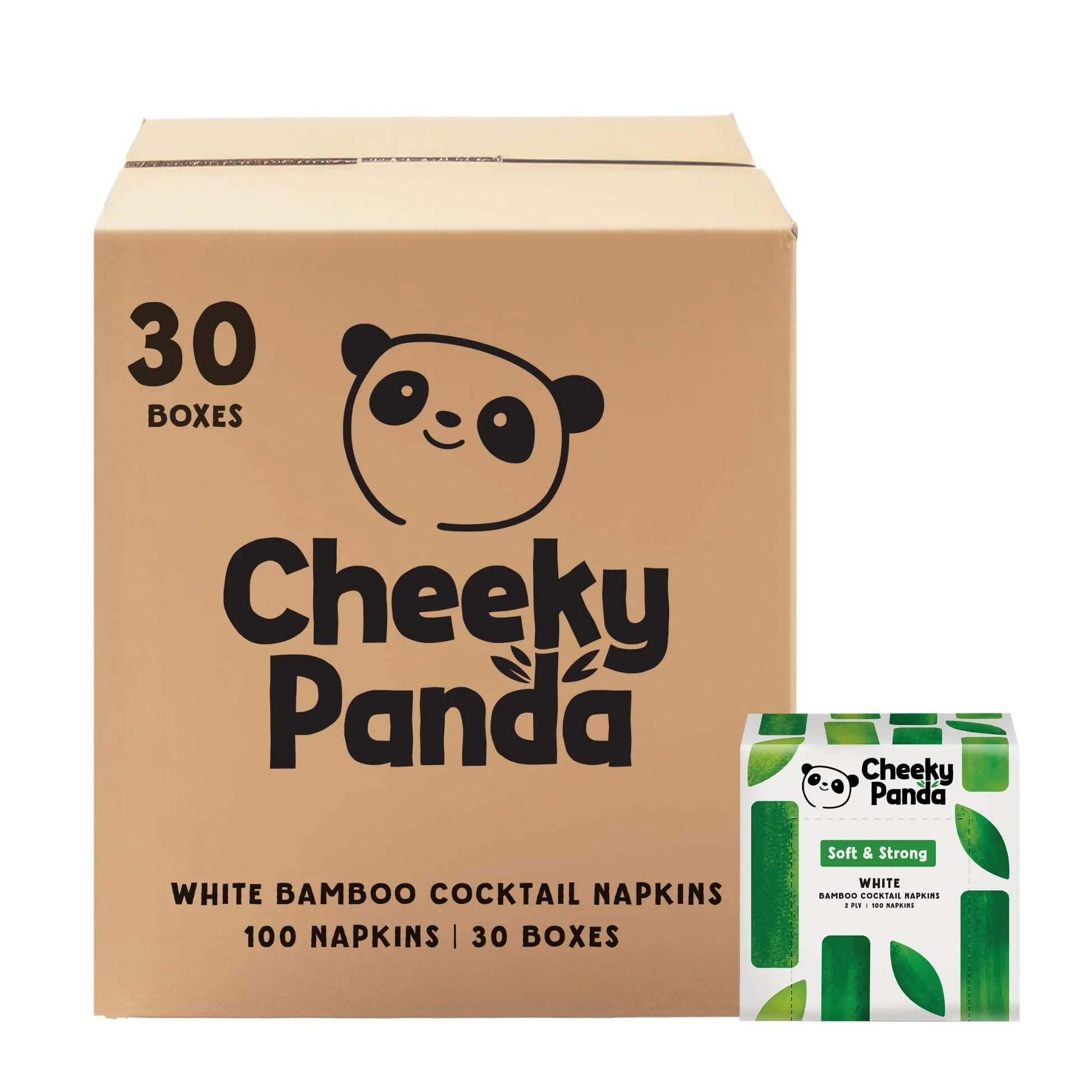 The Cheeky Panda Serwetki koktajlowe, bez plastiku, 100 sztuk, 30 sztuk