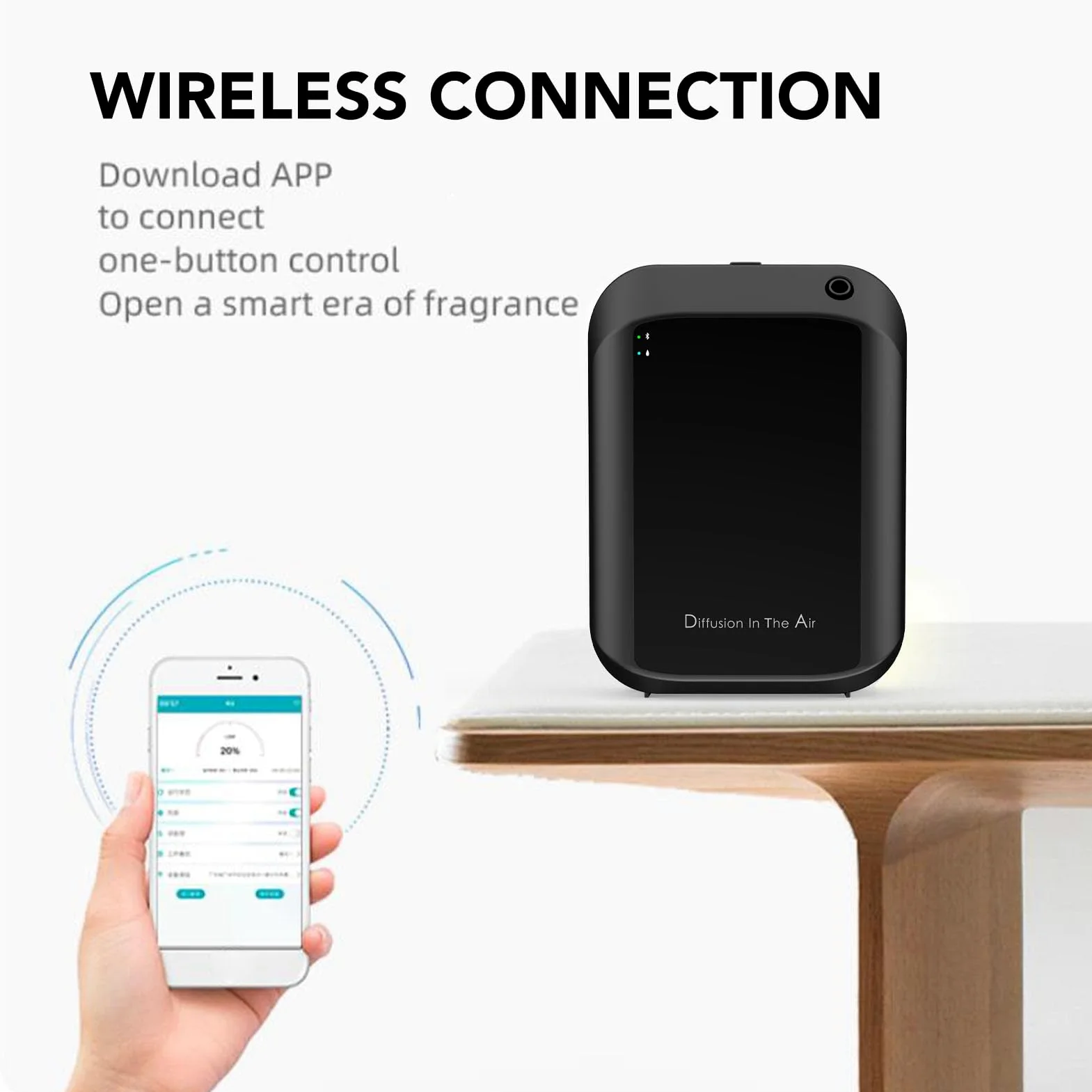 Asixxsix Smart Scent Air Machine, 150 Ml Bezwodnego Dyfuzora Olejku Eterycznego z technologią Zimnego Powietrza i wyjmowaną butelką, Dyfuzor Olejku Eterycznego (BLACK)