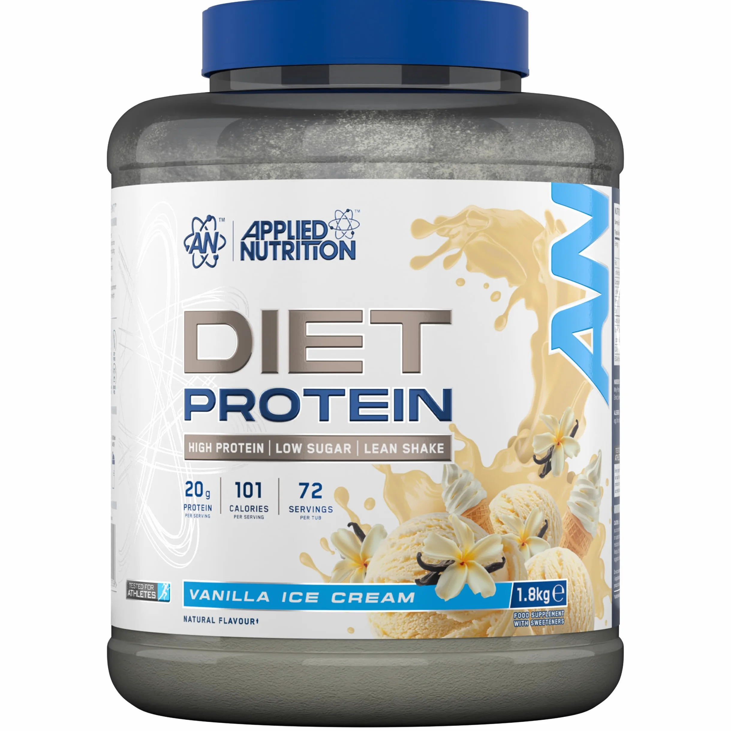 Applied Nutrition Diet Whey - Wysokiej jakości proszek białkowy, o niskiej zawartości węglowodanów i cukru, do kontroli wagi z CLA, L-karnityną i zieloną herbatą (1,8 kg, Wanilia)