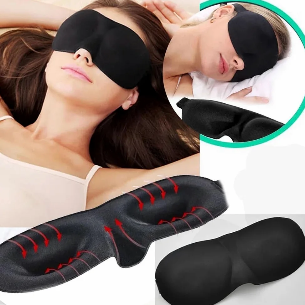 Maska na oczy do spania 3D wyprofilowany kubek opaska na oczy wklęsłe formowane maski do spania na noc blokują światło z opaską na oczy dla kobiet mężczyzn (styl 2, 3 szt.)