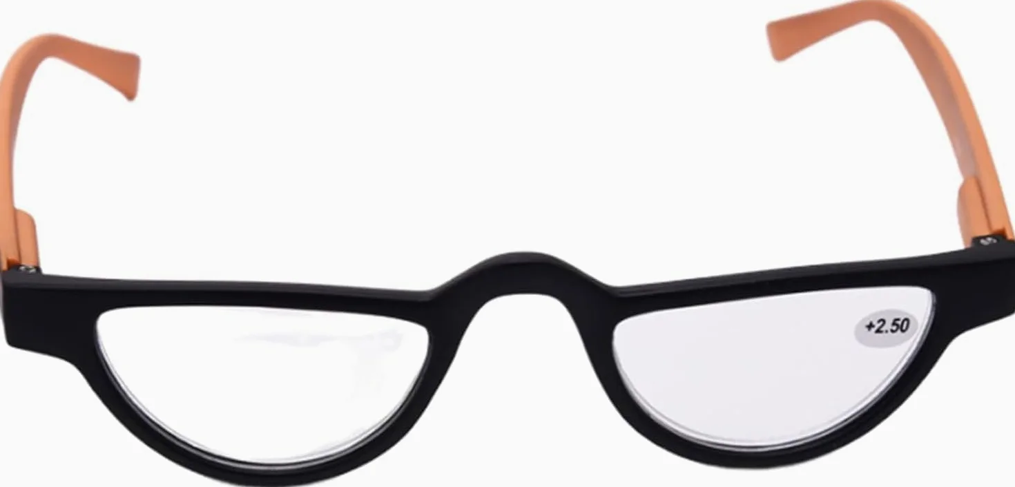Retro Half Moon Okulary Do Czytania Anty Niebieskie światło Okulary Komputerowe Czytnik Zawiasów Sprężynowych Dla Mężczyzn I Kobiet, Orange, 3.5x