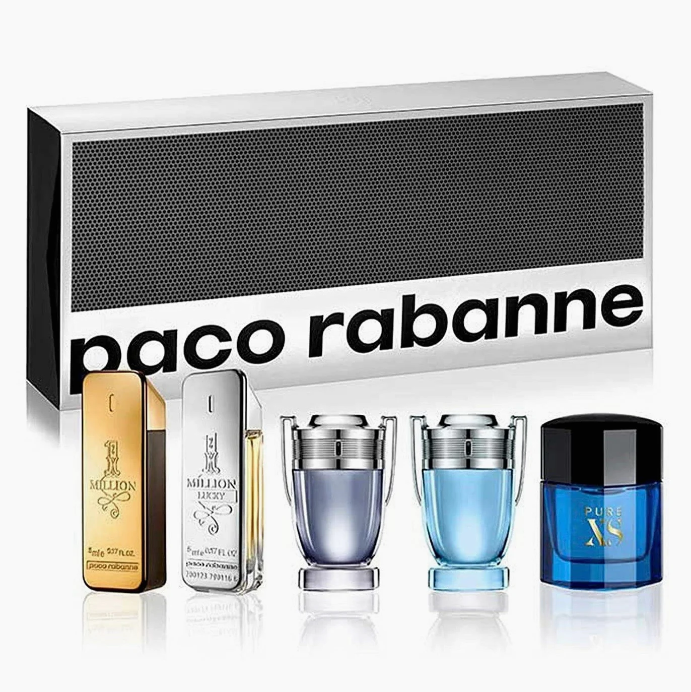 PACO RABANNE Paco R Mini Set (1 Million + 1 Million Lucky + Invictus + Invictus Aqua woda toaletowa 5 ml + Pure Xs woda toaletowa 6 ml), zapachowa