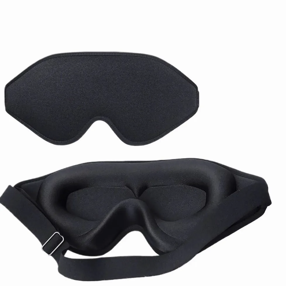 Maska do spania 3D, maska na oczy do spania, pianka z pamięcią kształtu, zmywalna, oddychająca opaska na oczy, przenośna opaska na oczy, podróż, czarna, 3 szt