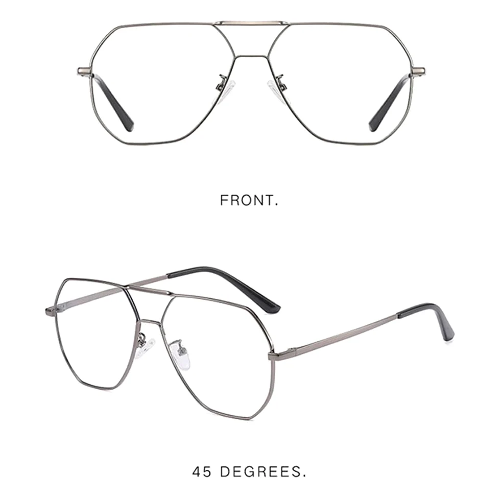 Męskie Progresywne Okulary Do Czytania Z Wieloma Ogniskami, Okulary Do Czytania Pilot Blokujące Niebieskie Światło, Okulary Do Czytania Z Metalową Ramką, 1,0-3,5/Grey/1.5 *