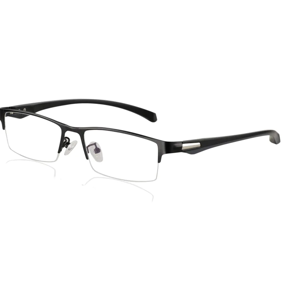 Okulary do czytania unisex z połową felgą, kieszonkowy czytnik metalowa ramka z etui okulary przeciwsłoneczne Uv400