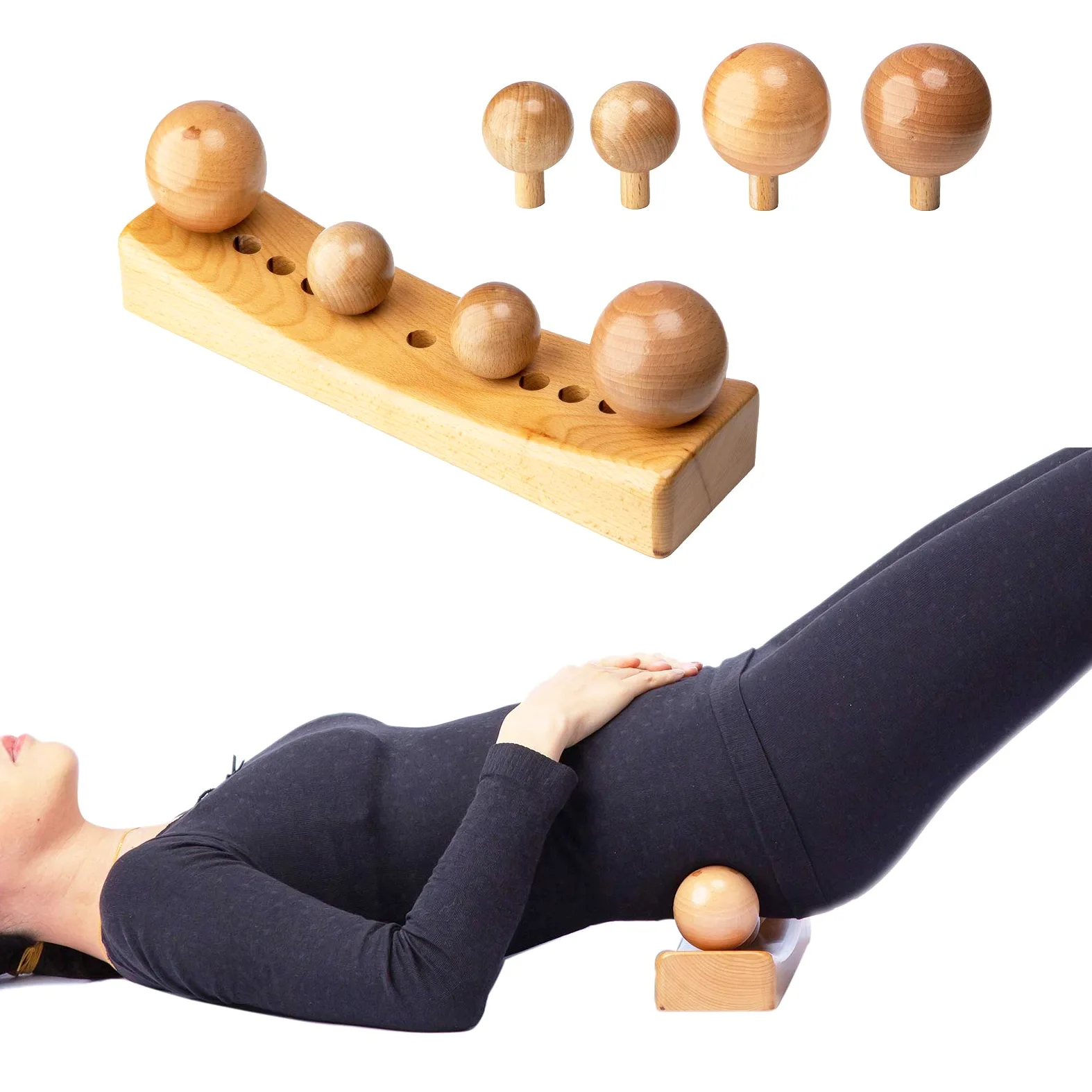 Mikako Narzędzie do uwalniania Psoas, narzędzie do uwalniania potylicznego, hak biodrowy, osobisty masaż ciała do uwolnienia pleców, punkt spustowy, narzędzia do masażu do terapii drewnem, w zestawie