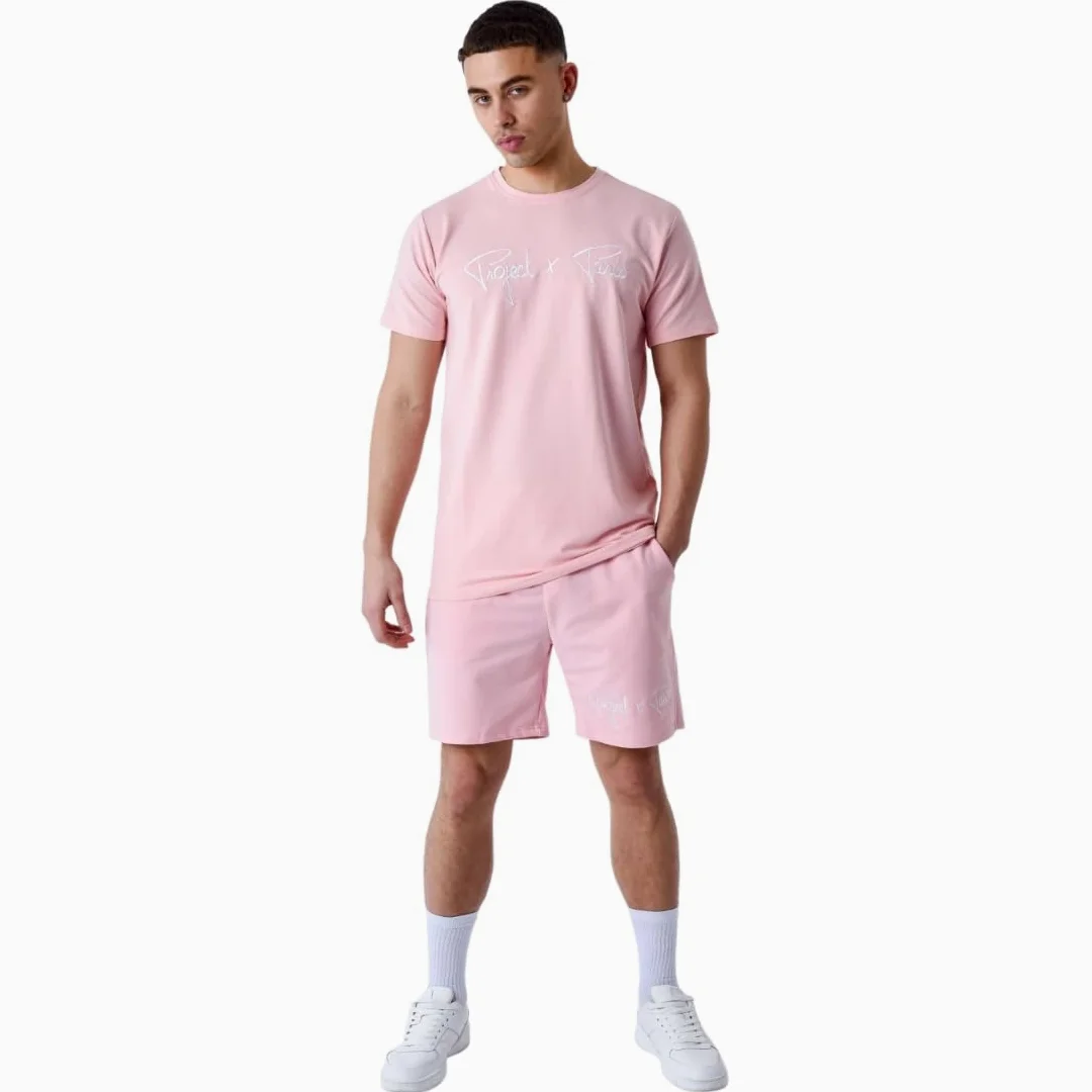 PROJECT X PARIS, Szorty bermudy, męski, rozmiar L, kolor różowy, 65% Cotton,30% Polyester,5% Spandex