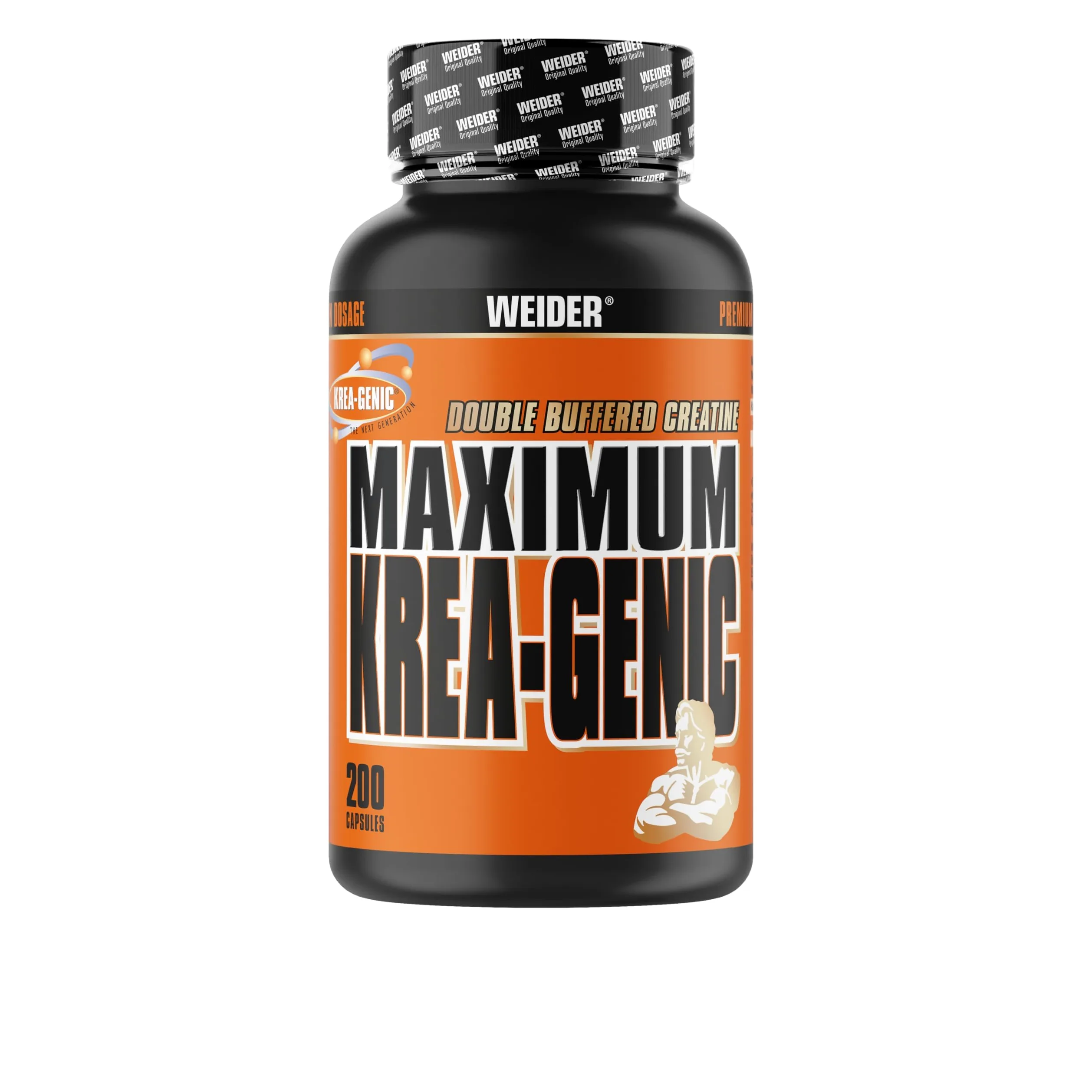 Weider Maximum Krea-Genic Caps 200 kapsułek - Podwójnie Buforowany Monohydrat Kreatyny, Przedtreningówka