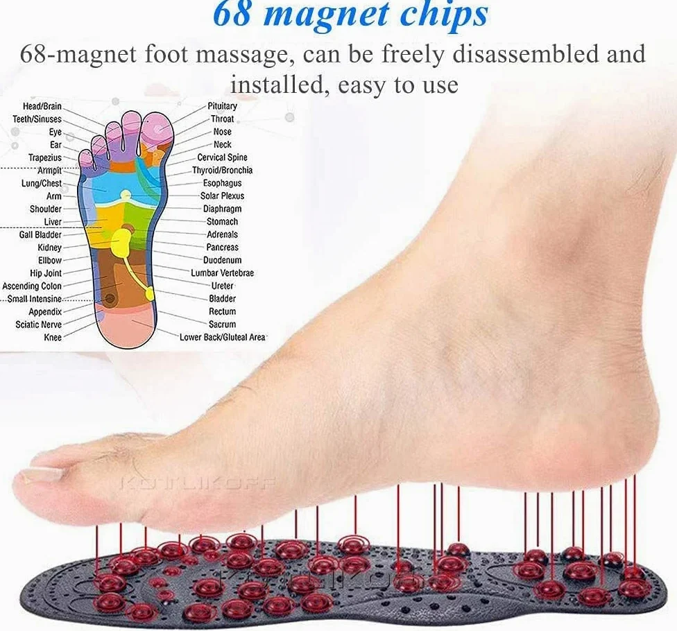 Wkładki do masażu stóp, Wkładki do masażu magnetycznego, poduszki Body Detox Slimming Magnetic Arch Support Shoes Pads(1 Pair,S)