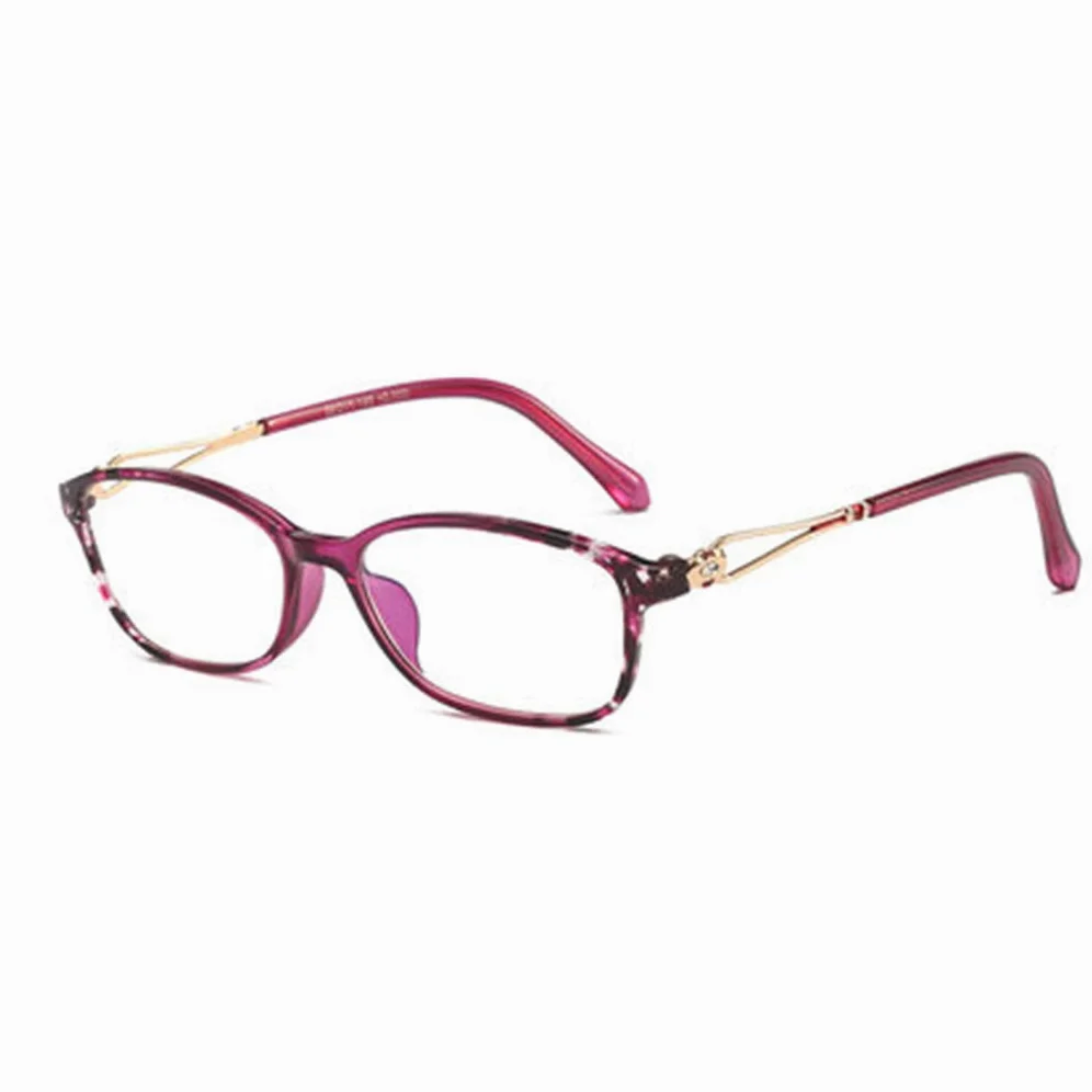 Prostokątne okulary do czytania damskie, lekkie okulary blokujące niebieskie światło, zapobiegające przemęczeniu oczu, przeciwodblaskowe, zawierają kieszeń (Color : Purple, Size : 3.5)