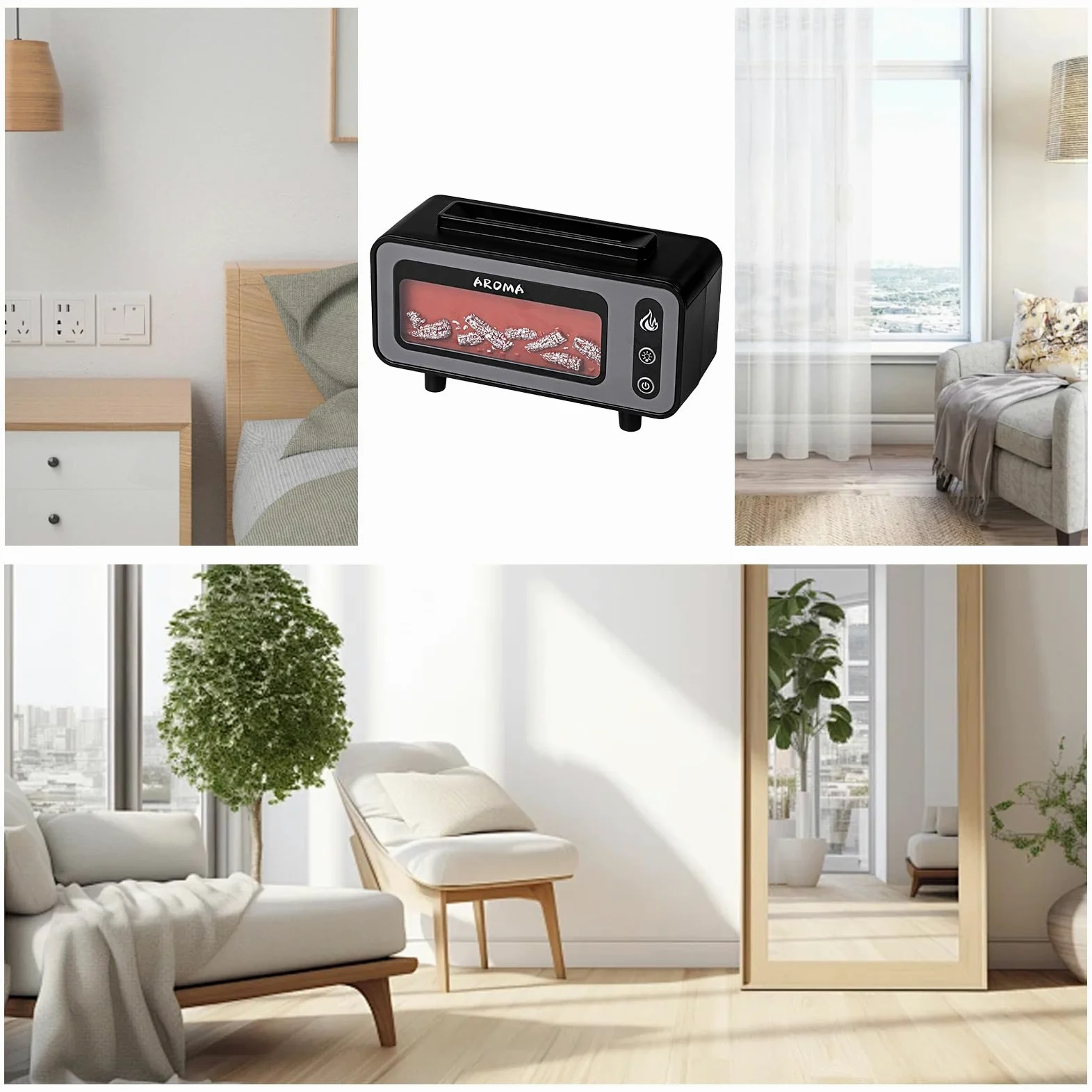 Dyfuzor kominkowy LED, inteligentny USB, cicha praca