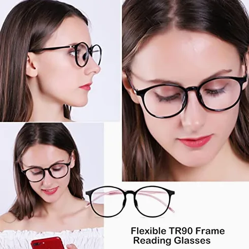 Damskie progresywne wieloogniskowe okulary do czytania, fotochromowe okulary przeciwsłoneczne na zewnątrz, duże okrągłe czytniki TR90 (kolor: różowy, rozmiar: 3,0 x)