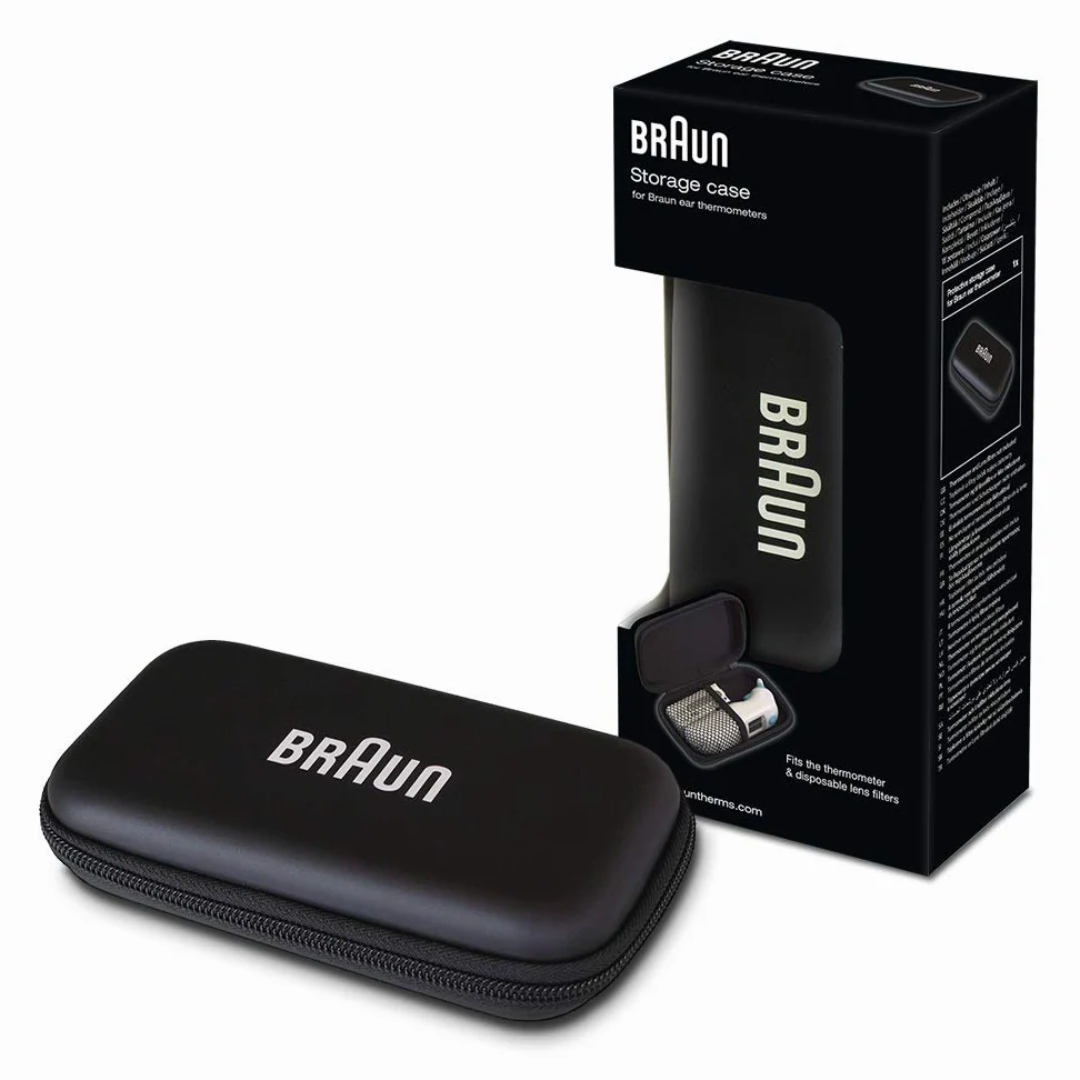 Braun ThermoScan 7 BRAIRT6520 Termometr do Ucha, Biały & Braun Thermoscan BIT000CBEU Etui na Termometr, Czarny, ‎22.5 x 12.6 x 6 cm