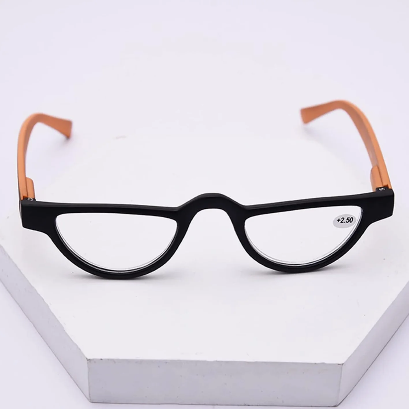 Retro Half Moon Okulary Do Czytania Anty Niebieskie światło Okulary Komputerowe Czytnik Zawiasów Sprężynowych Dla Mężczyzn I Kobiet, Orange, 3.5x