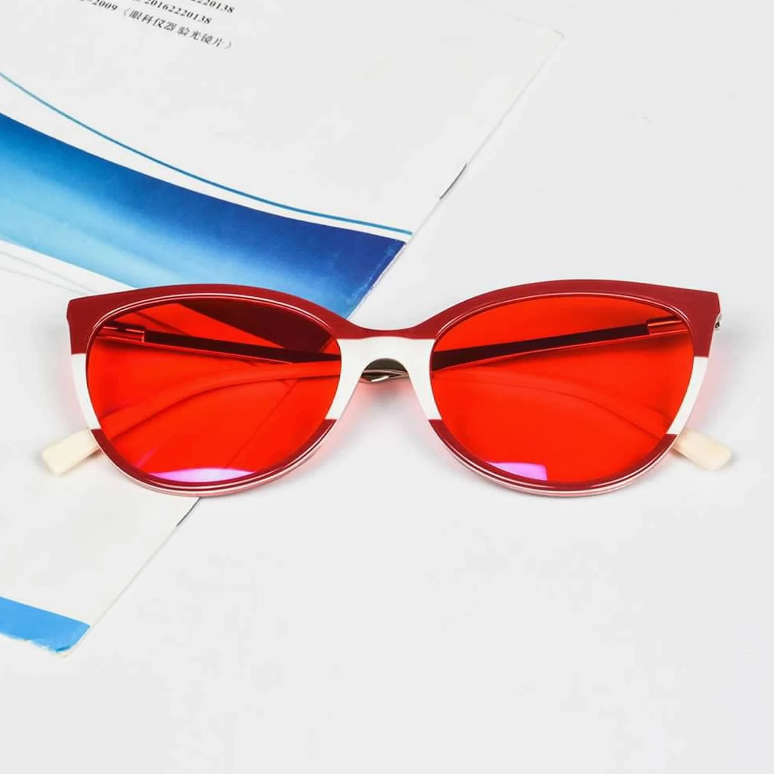 Okulary z filtrem niebieskiego światła damskie czerwone soczewki dobry sen eliminują zmęczenie oczu okulary pomarańczowe niebieskie okulary blokujące - AM66CRED, C5, czerwony obiektyw
