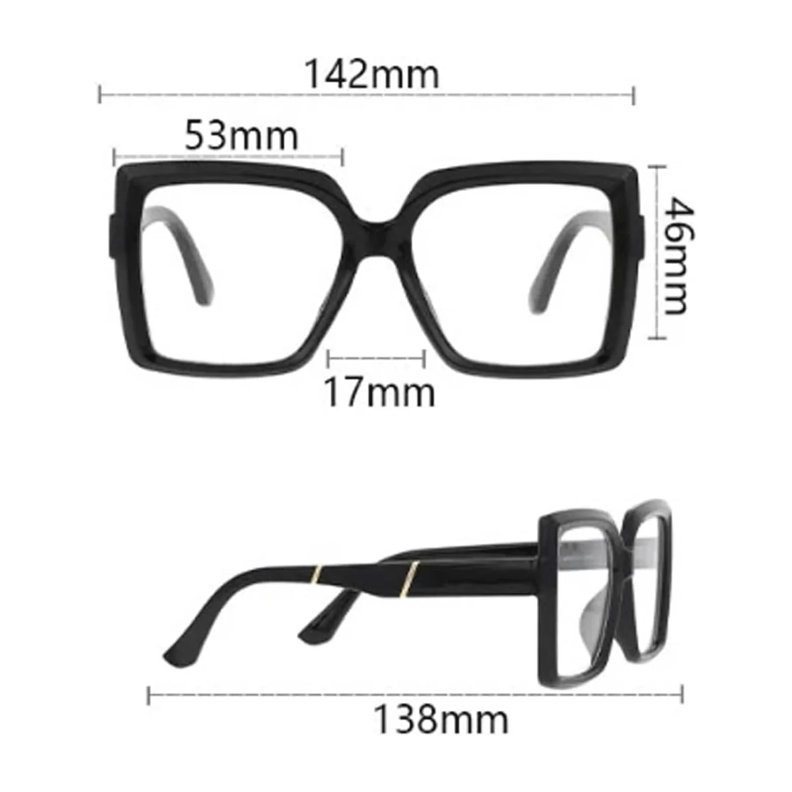 Fajne oprawki okularów, kwadratowe oprawki okularów 142 x 138 mm, bardzo duże oprawki okularów, przyjazne dla środowiska okulary Abs