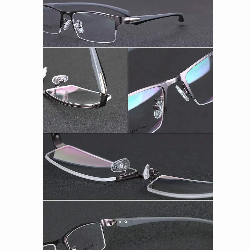 Okulary do czytania unisex z połową felgą, kieszonkowy czytnik metalowa ramka z etui okulary przeciwsłoneczne Uv400
