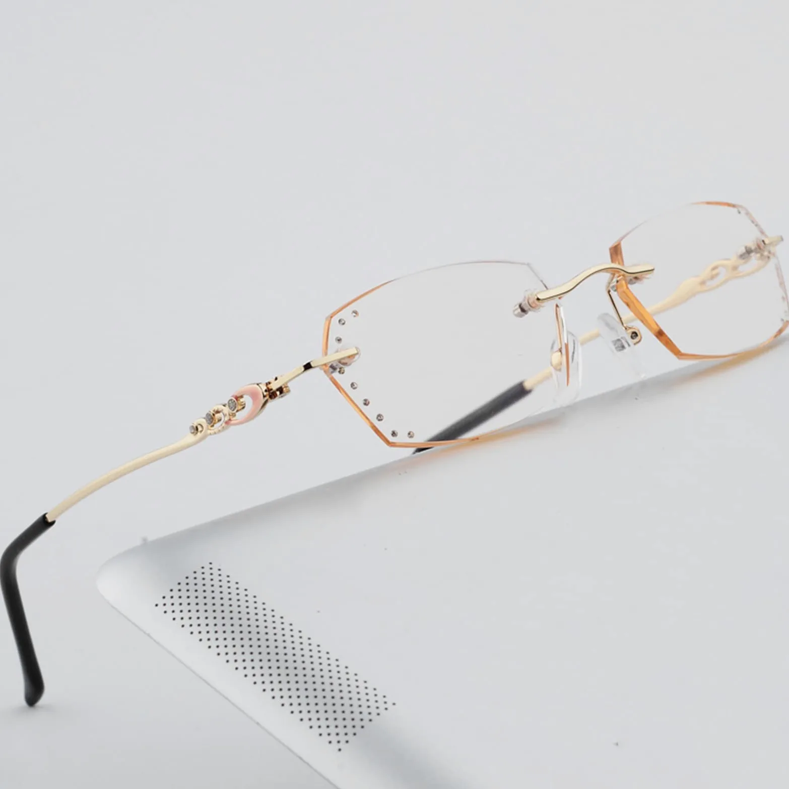 Modne Damskie Okulary Do Czytania Bez Oprawek, Okulary Do Czytania Z Blokadą Niebieskiego Światła, Dekoracje Z Kryształków/1.5