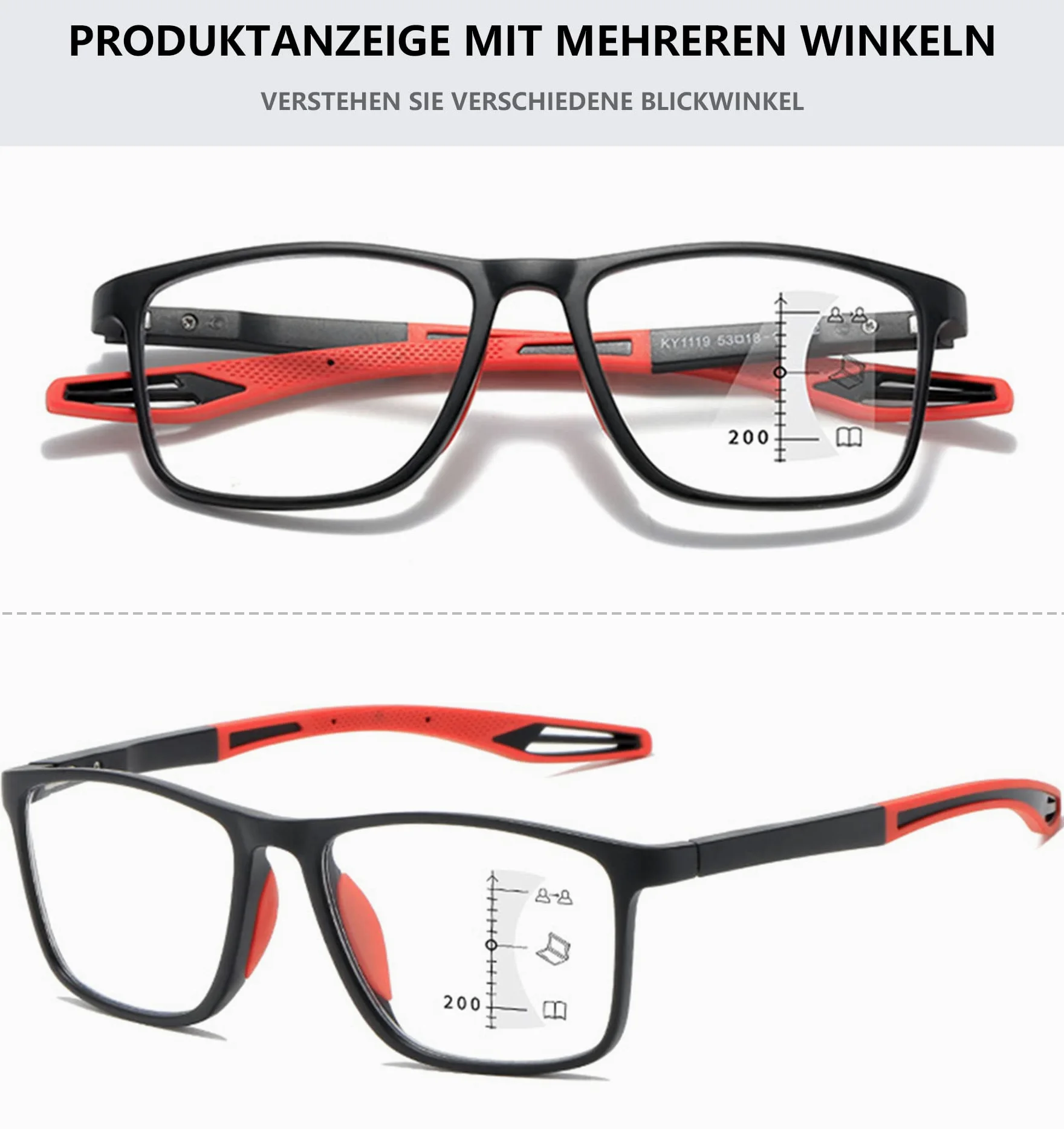 Fotochromowe okulary przeciwsłoneczne do czytania męskie damskie progresywne wieloogniskowe okulary przeciwsłoneczne do czytania sportowe prostokątne lekkie okulary blokujące niebieskie światło (Colo