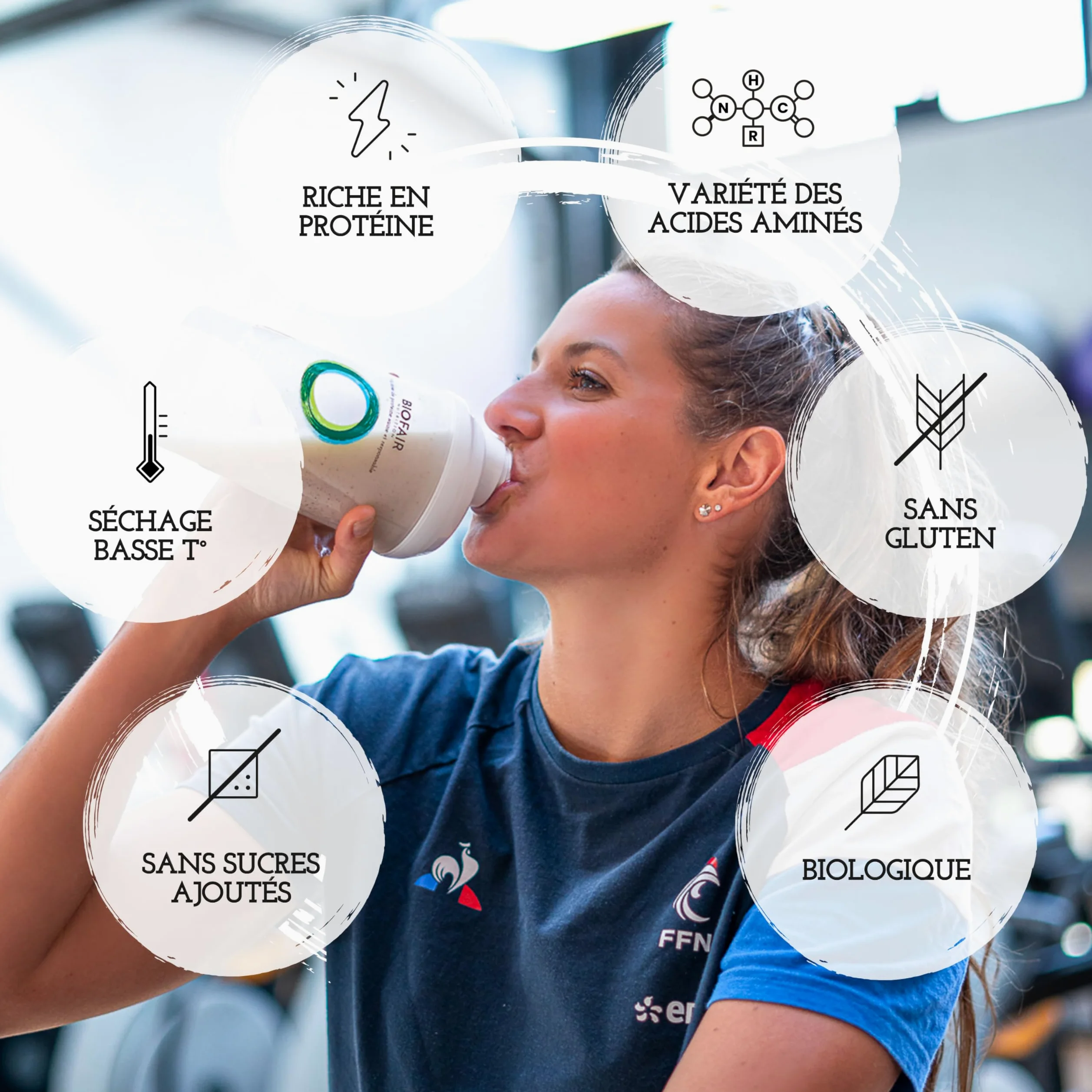 BIOFAIR ODŻYWCZENIE - ECONOMICZNY FORMAT 3 SACHES - Organiczne białko serwatkowe Kakao - 500g /20 dawek - 18,5 g białka/dawka - Moja dawka zdrowego i odpowiedzialnego białka - Wyprodukowano we Francji