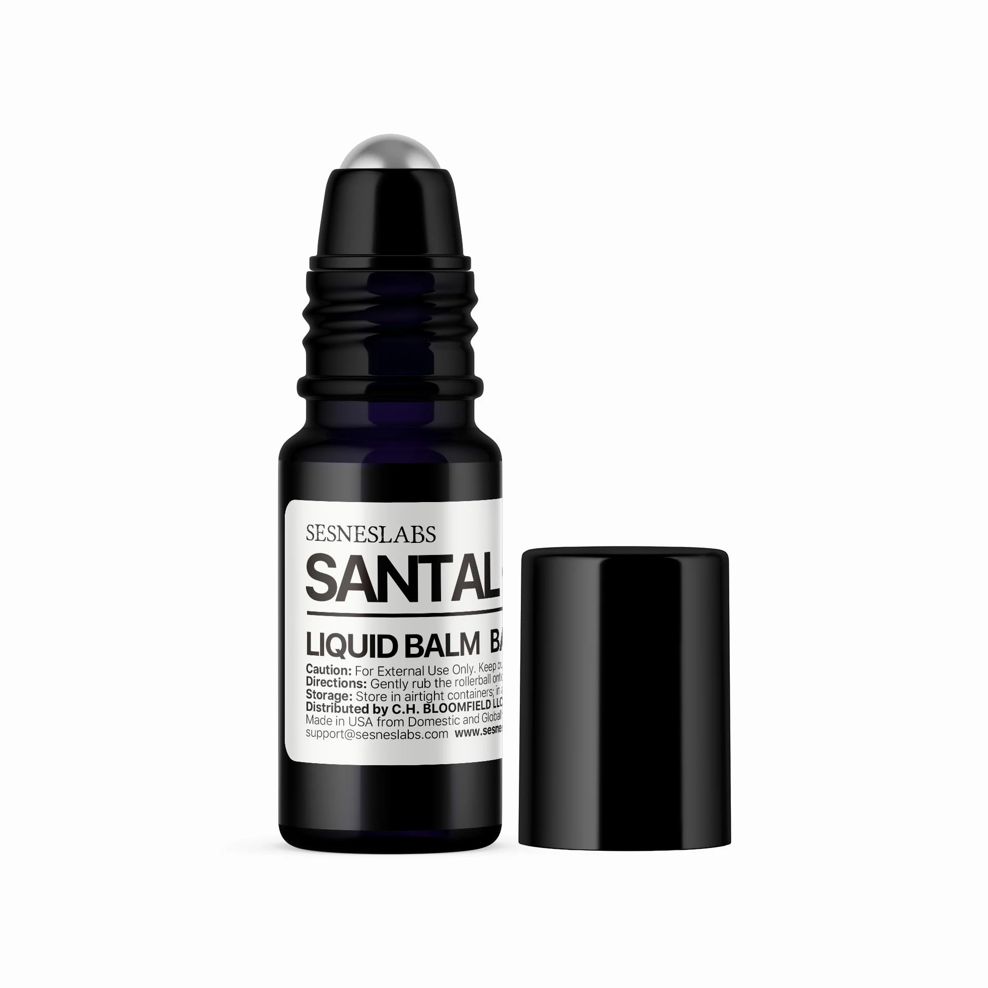 sesneslabs Santal Grass Roll-On Bezalkoholowy marker zapachowy, niszowy zapach, eukaliptus, papirus, kardamon, mieszanka olejków eterycznych z drzewa sandałowego, jednolity zapach dla mężczyzn i