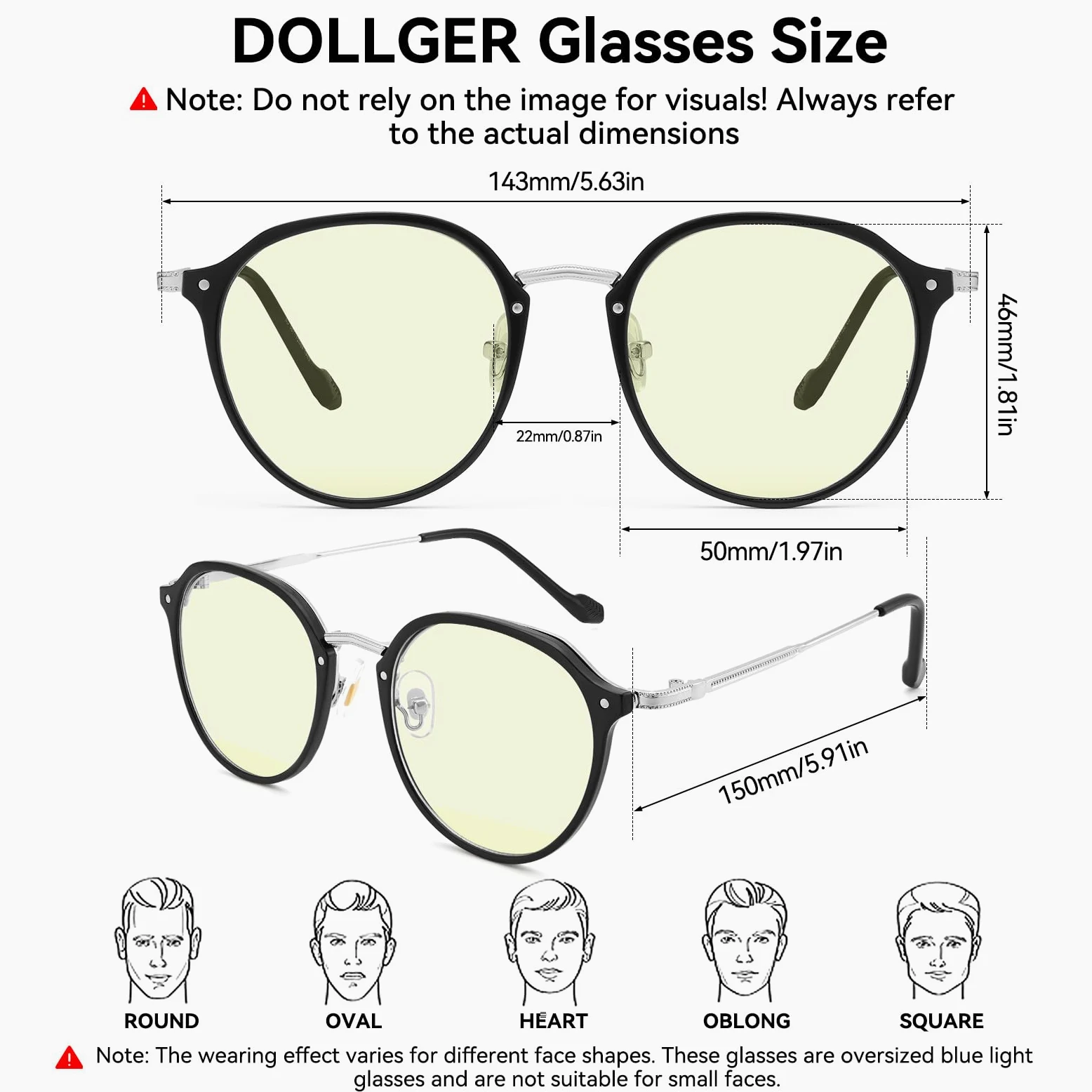 Dollger Okrągłe okulary do gier w stylu retro, do jazdy w nocy – filtr niebieskiego światła, ochrona przed zmęczeniem oczu, poprawa snu, ochrona UV400 dla wrażliwych oczu