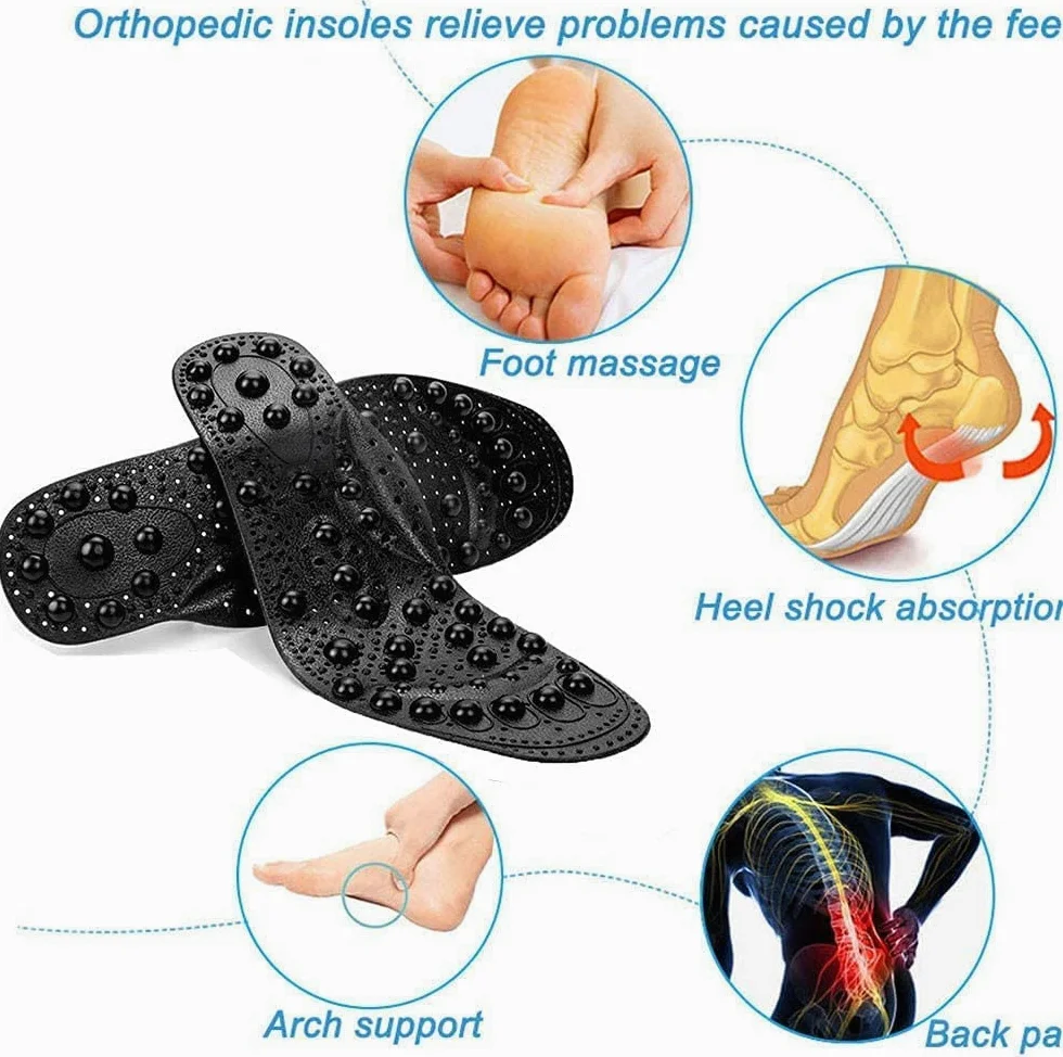 Wkładki do masażu stóp, Wkładki do masażu magnetycznego, poduszki Body Detox Slimming Magnetic Arch Support Shoes Pads(1 Pair,S)