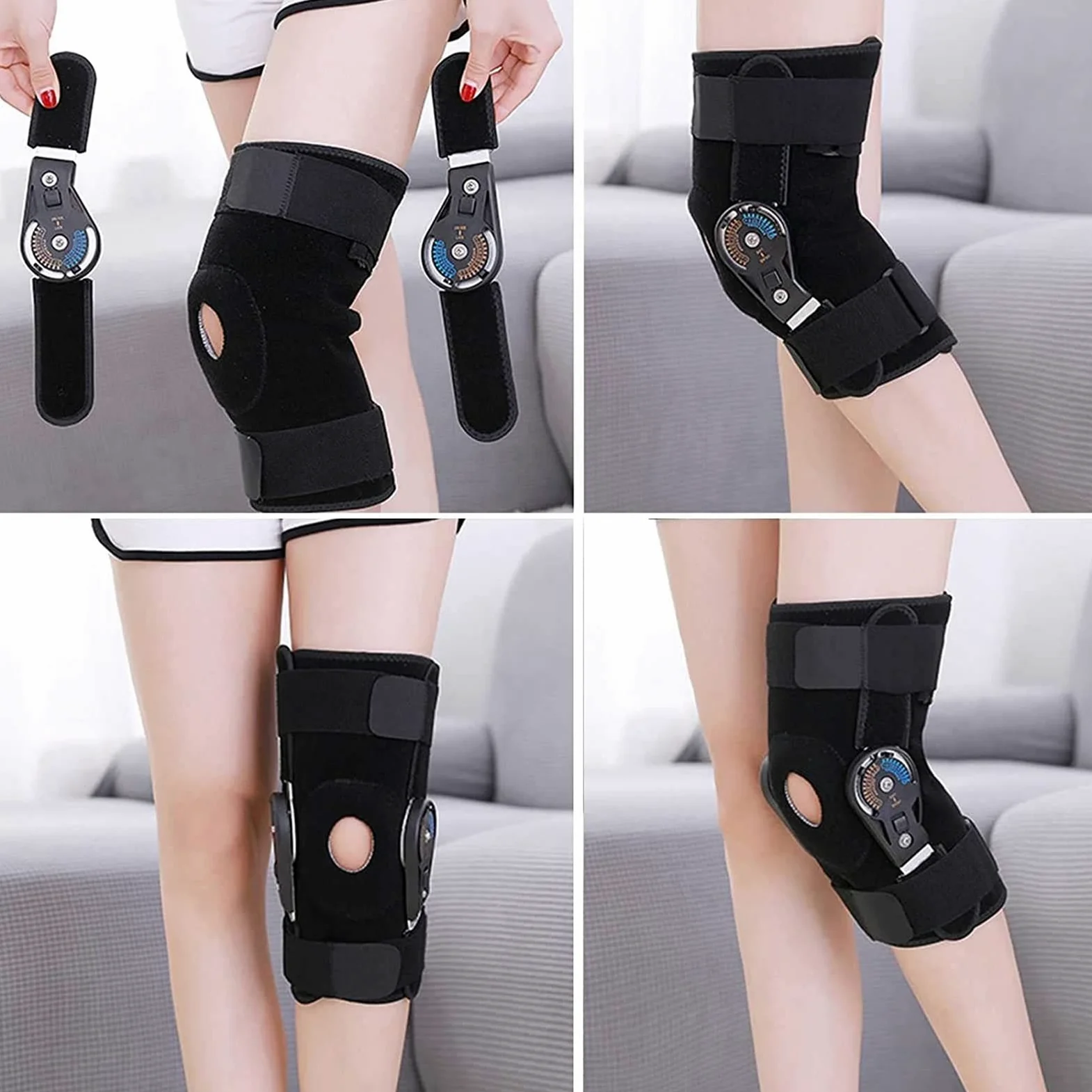 Stabilizator kolana na zawiasach na zawiasach stabilizator kolana zawias immobilizer kolana dla mężczyzn i kobiet samoregulujący stabilizator kolana jeden rozmiar pasuje do większości