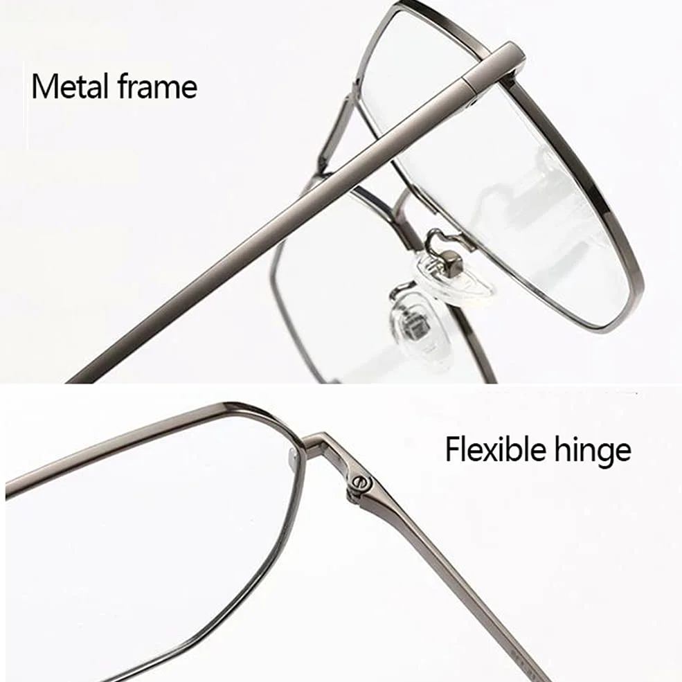 Męskie Progresywne Okulary Do Czytania Z Wieloma Ogniskami, Okulary Do Czytania Pilot Blokujące Niebieskie Światło, Okulary Do Czytania Z Metalową Ramką, 1,0-3,5/Grey/1.5 *