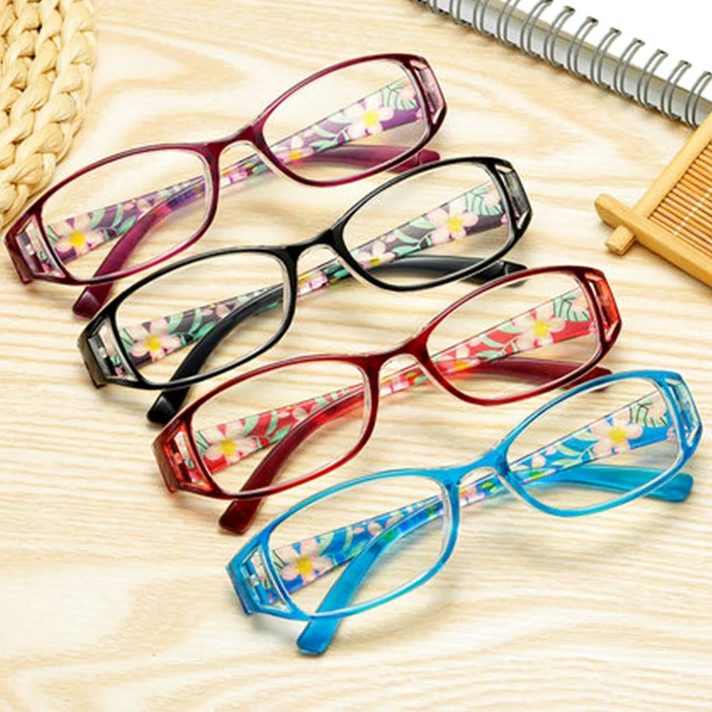 Wygodne damskie okulary do czytania, modne damskie prostokątne oprawki do okularów, okulary blokujące niebieskie światło (3 szt.) (Color : Red, Size : 2.5)