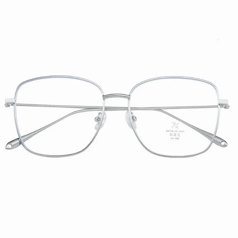 Okulary do czytania blokujące niebieskie światło dla mężczyzn, stylowe okulary do czytania z metalu z wygodnymi zawiasami sprężynowymi, okulary nieoślepiające (kolor: srebrny, rozmiar: +3,50)