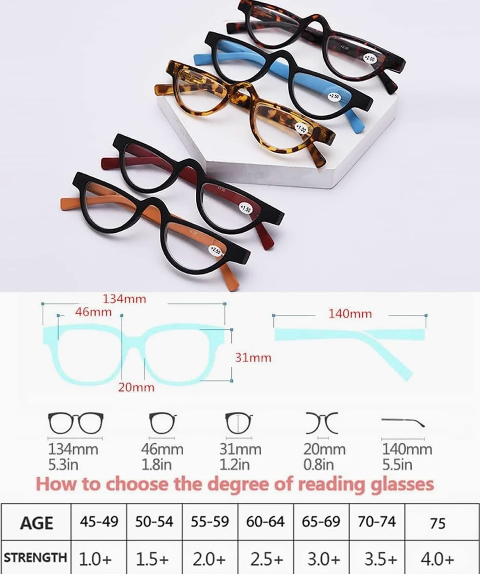 Retro Half Moon Okulary Do Czytania Anty Niebieskie światło Okulary Komputerowe Czytnik Zawiasów Sprężynowych Dla Mężczyzn I Kobiet, Orange, 3.5x