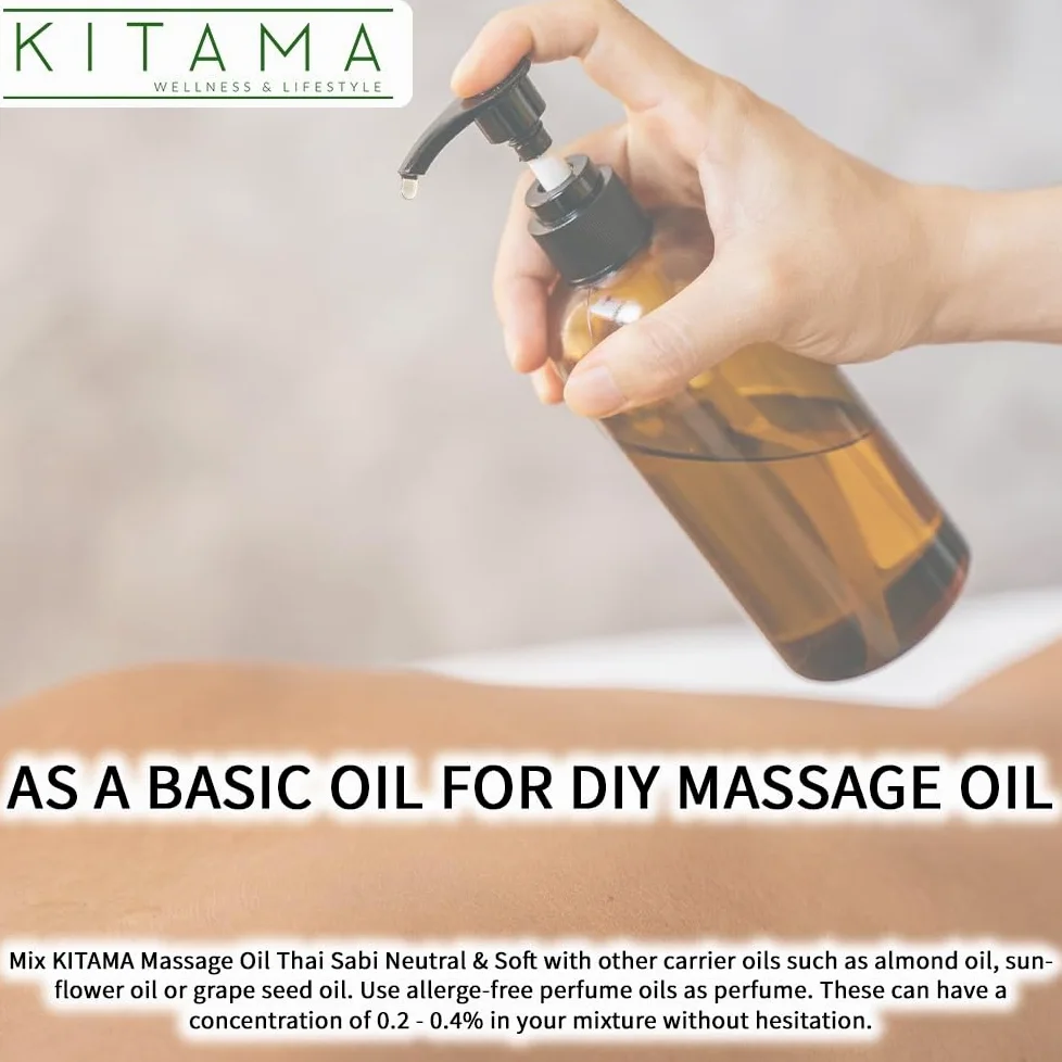 Kitama Thai Sabai olejek do masażu, 5 litrów (5000 ml) Premium Soft Neutralny i do pielęgnacji skóry z cennym olejkiem jojoba i olejkiem migdałowym