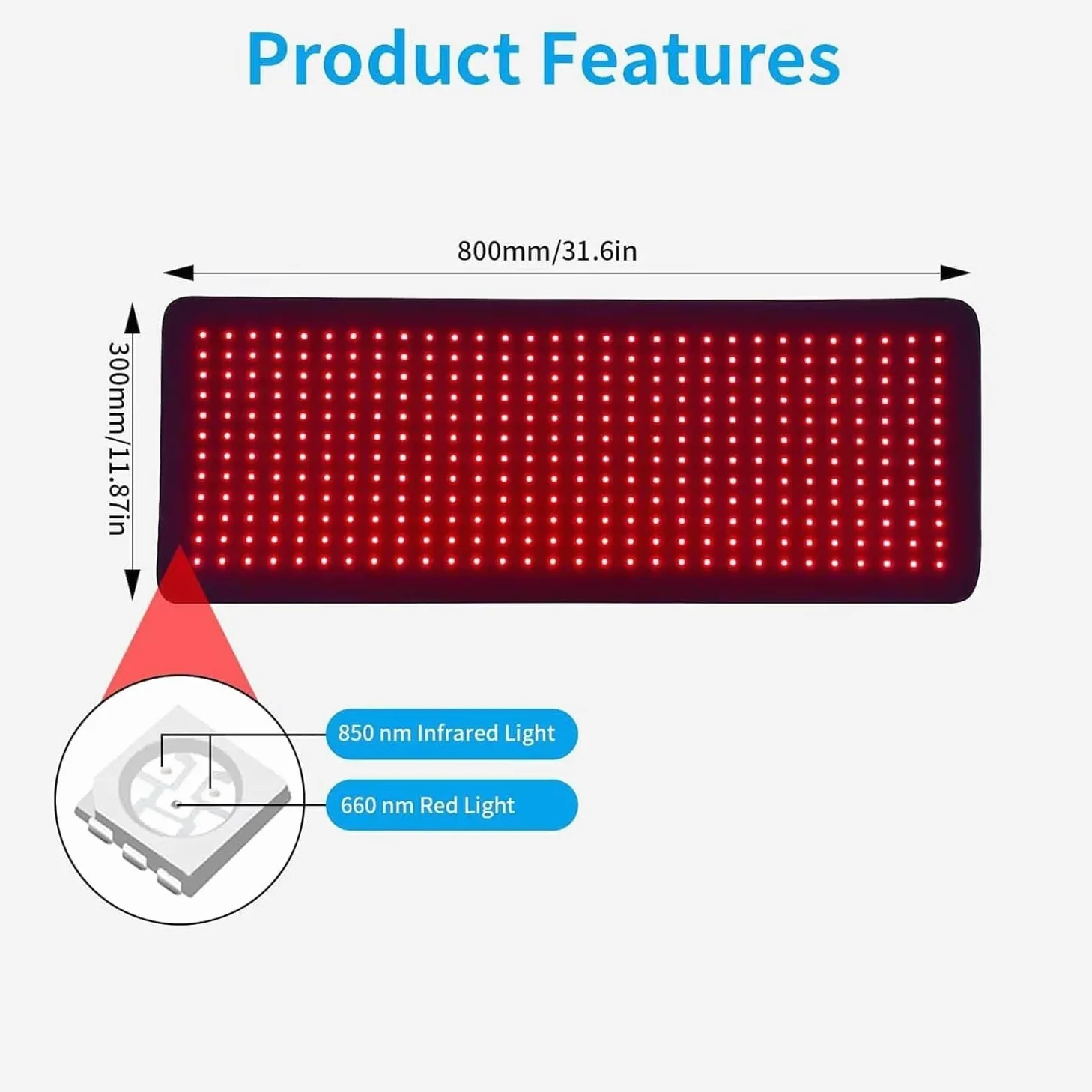 Czerwony dywan światła – LEDs 660nm & 850nm, duża podkładka, wysoka jakość