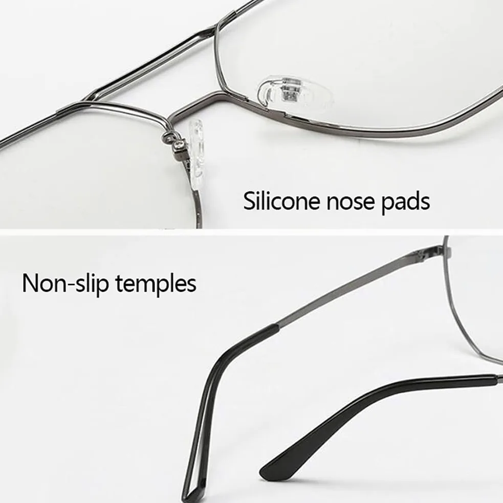 Męskie Progresywne Okulary Do Czytania Z Wieloma Ogniskami, Okulary Do Czytania Pilot Blokujące Niebieskie Światło, Okulary Do Czytania Z Metalową Ramką, 1,0-3,5/Grey/1.5 *