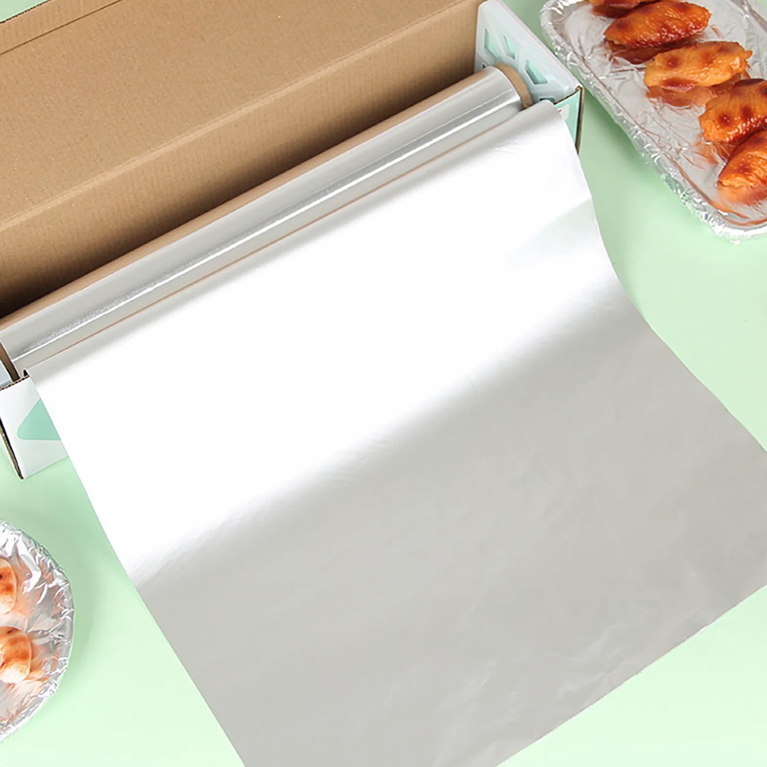 Wytrzymały papier aluminiowy, duża folia na żywność, nieprzywierający papier do pieczenia, do gotowania, pieczenia, owijania żywności, grillowania, przechowywania w domu (rozmiar: 80M, kolor: srebrny